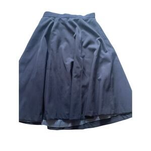 Vtg SANYO Japan Navy Blue Pure Wool A-Line Pleated Midi Skirt Size 10 / Small